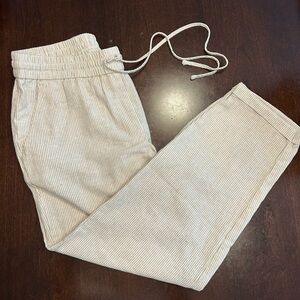 J. Crew Cream Striped Linen Blend Ankle Pants